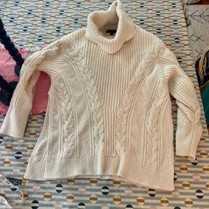 Cozy Cream Cable Knit Merino Wool Alpaca blend Turtleneck Sweater